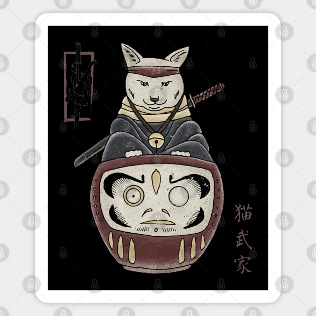 Traditional Japanese Tattoo Cat On Daruma Magnet by GeekMachine